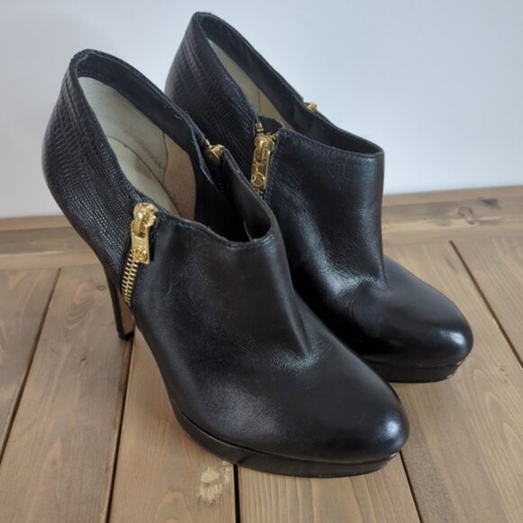 Michael Kors Black Leather Stiletto Heel Ankle Boots - Picture 2 of 11